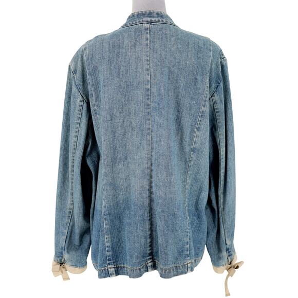Tommy Hilfiger Jacket Plus Size 3X Blue Cotton Denim Jean Snaps Pockets Vintage - Picture 3 of 16